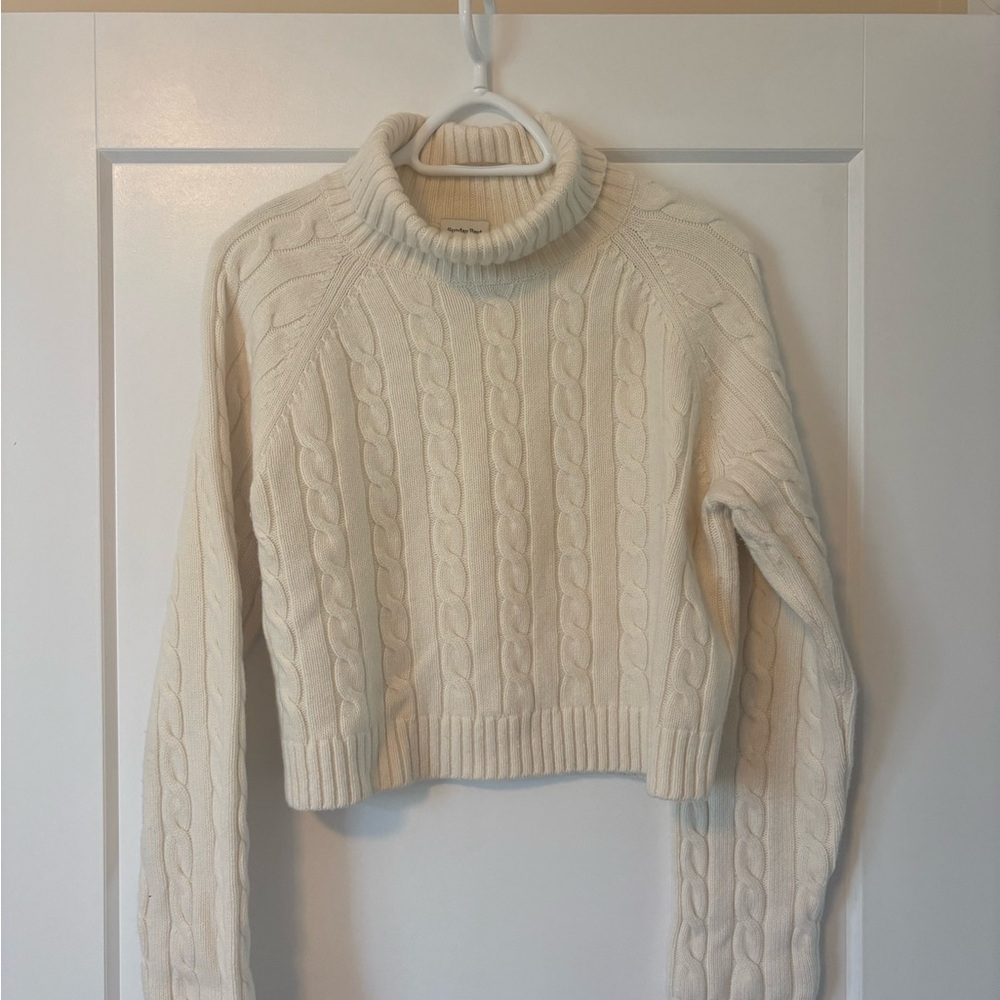 Aritzia Cream Cable-Knit Turtleneck Sweater